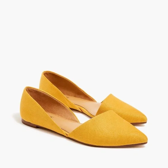 New JCREW Size 7.5 Zoe Sueded d'Orsay Flats in Bronzed Ochre - Picture 1 of 4